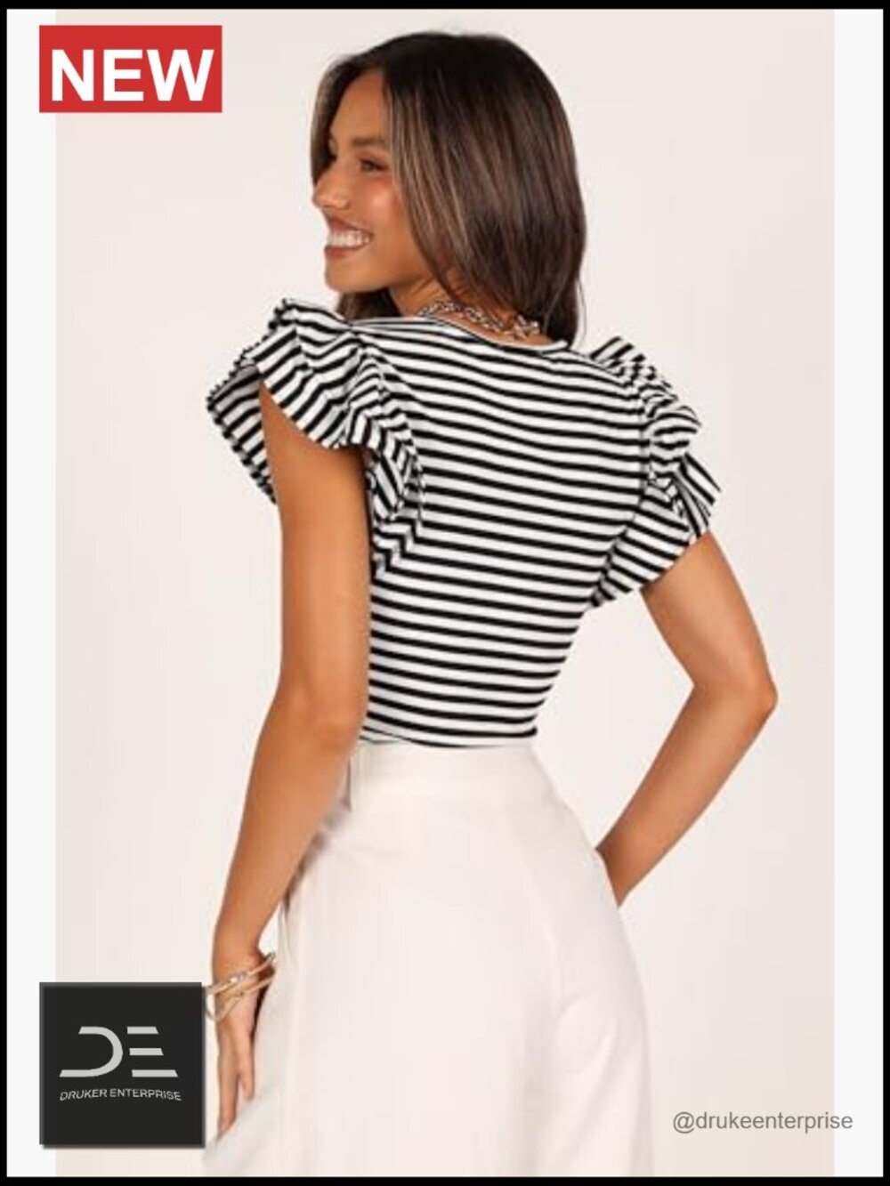 Cropped Ribbed Tank Top with Ruffle Sleeves - Picture 5 of 7